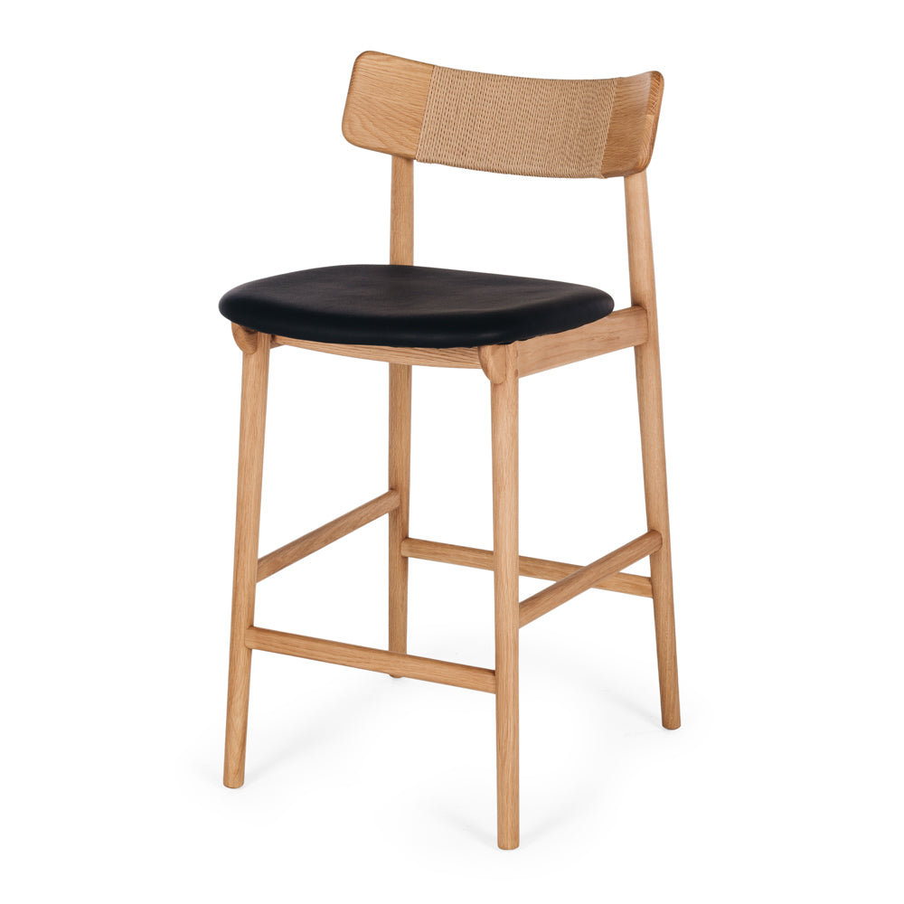 Niles Highback Barstool - Oak Black Seat