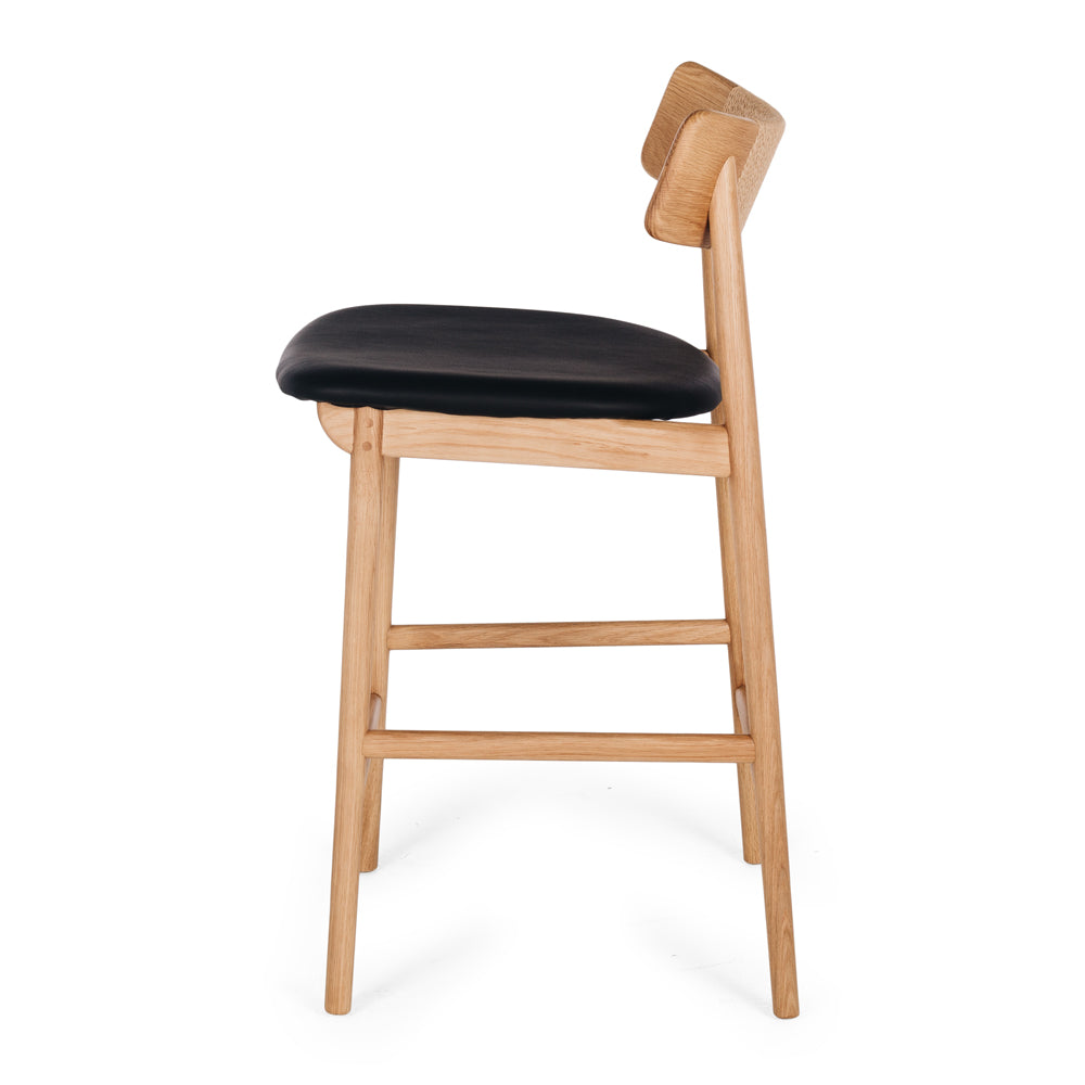 Niles Highback Barstool - Oak Black Seat