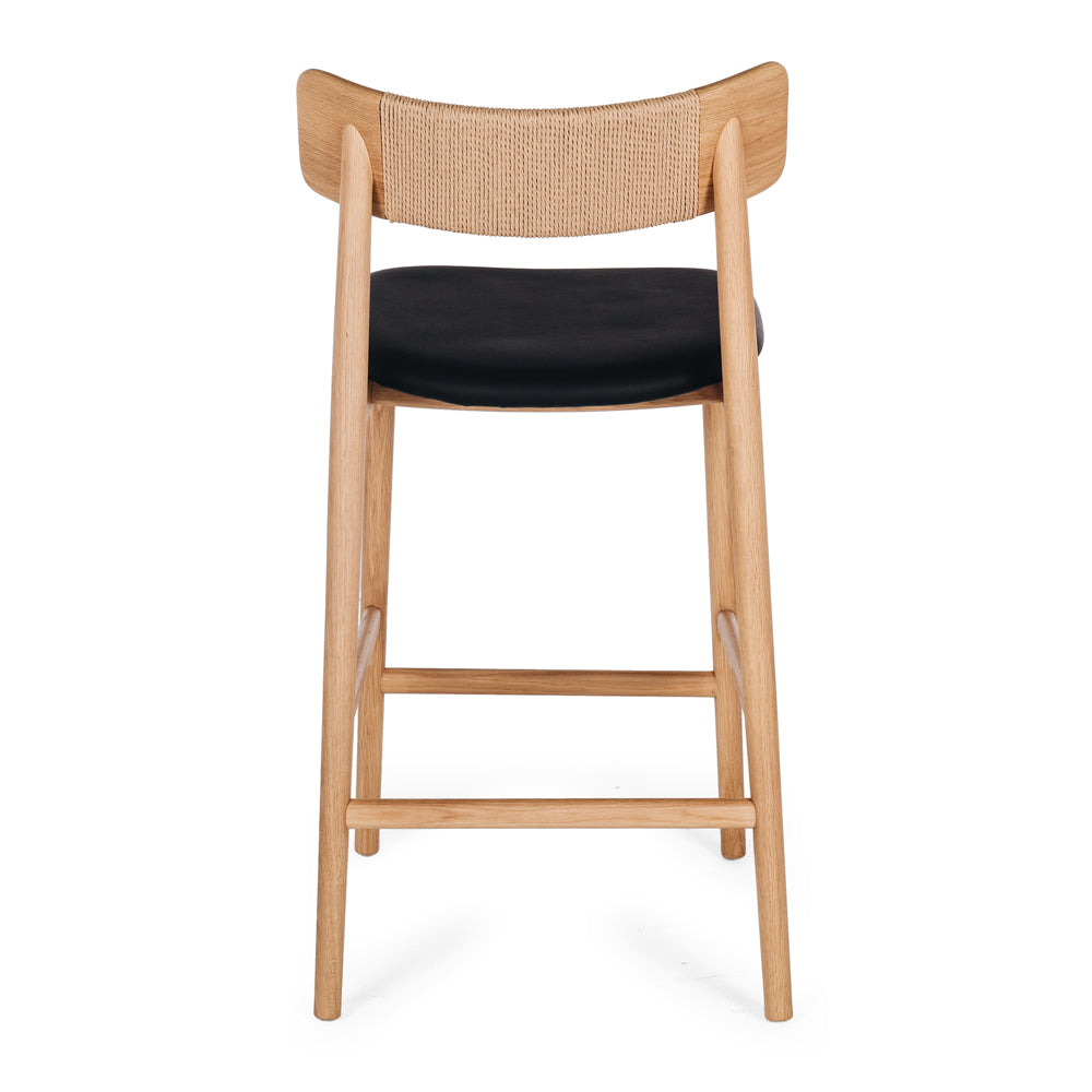 Niles Highback Barstool - Oak Black Seat