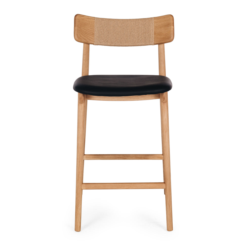 Niles Highback Barstool - Oak Black Seat