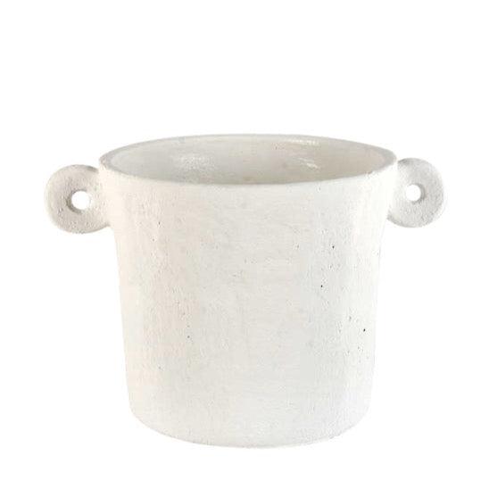 Side Handle Cement Planter White - Humble & Grand Homestore