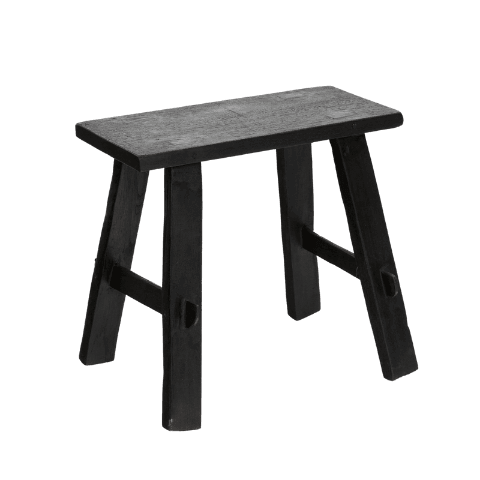 Teak Rectangle Stool - Black - Humble & Grand Homestore