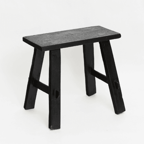 Teak Rectangle Stool - Black - Humble & Grand Homestore