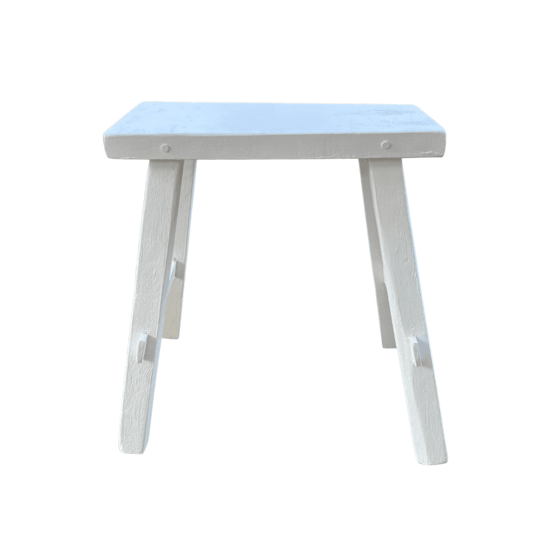 Teak Rectangle Stool - White - Humble & Grand Homestore