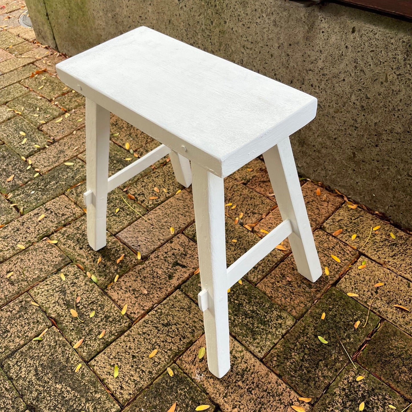 Teak Rectangle Stool - White - Humble & Grand Homestore