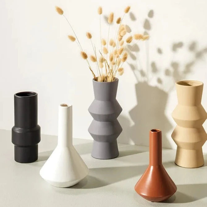 Totem Ceramic Vase - Large Matte Grey