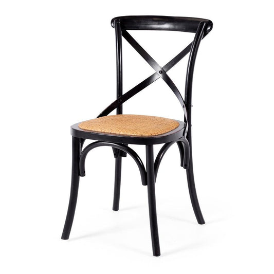 Villa X Back Dining Chair - Aged Black Rattan Seat - Humble & Grand Homestore