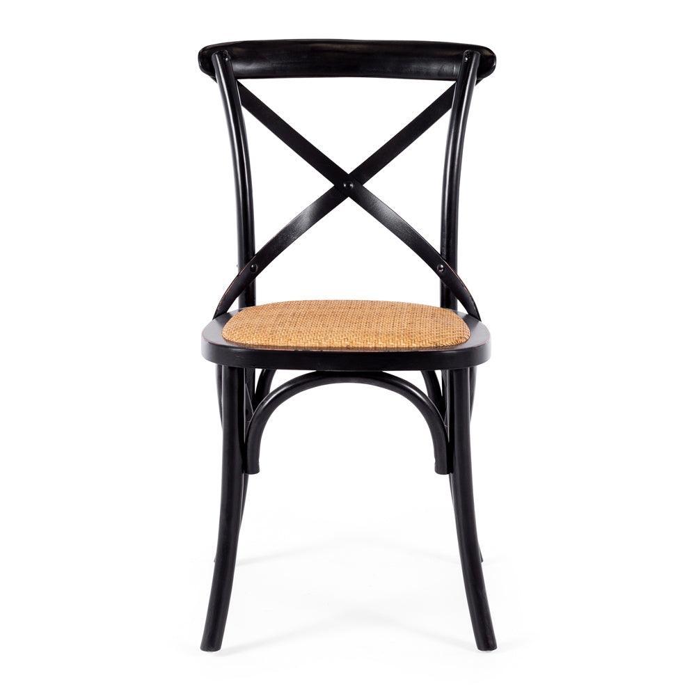 Villa X Back Dining Chair - Aged Black Rattan Seat - Humble & Grand Homestore