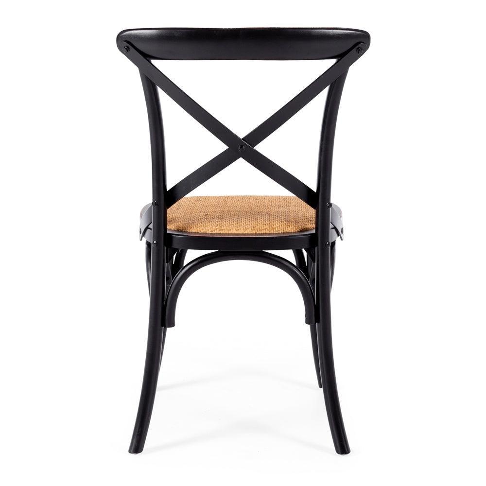 Villa X Back Dining Chair - Aged Black Rattan Seat - Humble & Grand Homestore