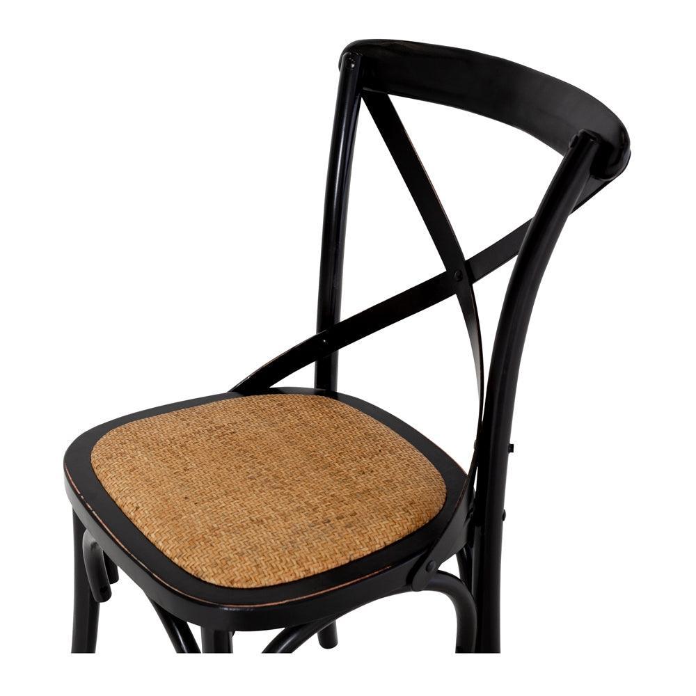 Villa X Back Dining Chair - Aged Black Rattan Seat - Humble & Grand Homestore