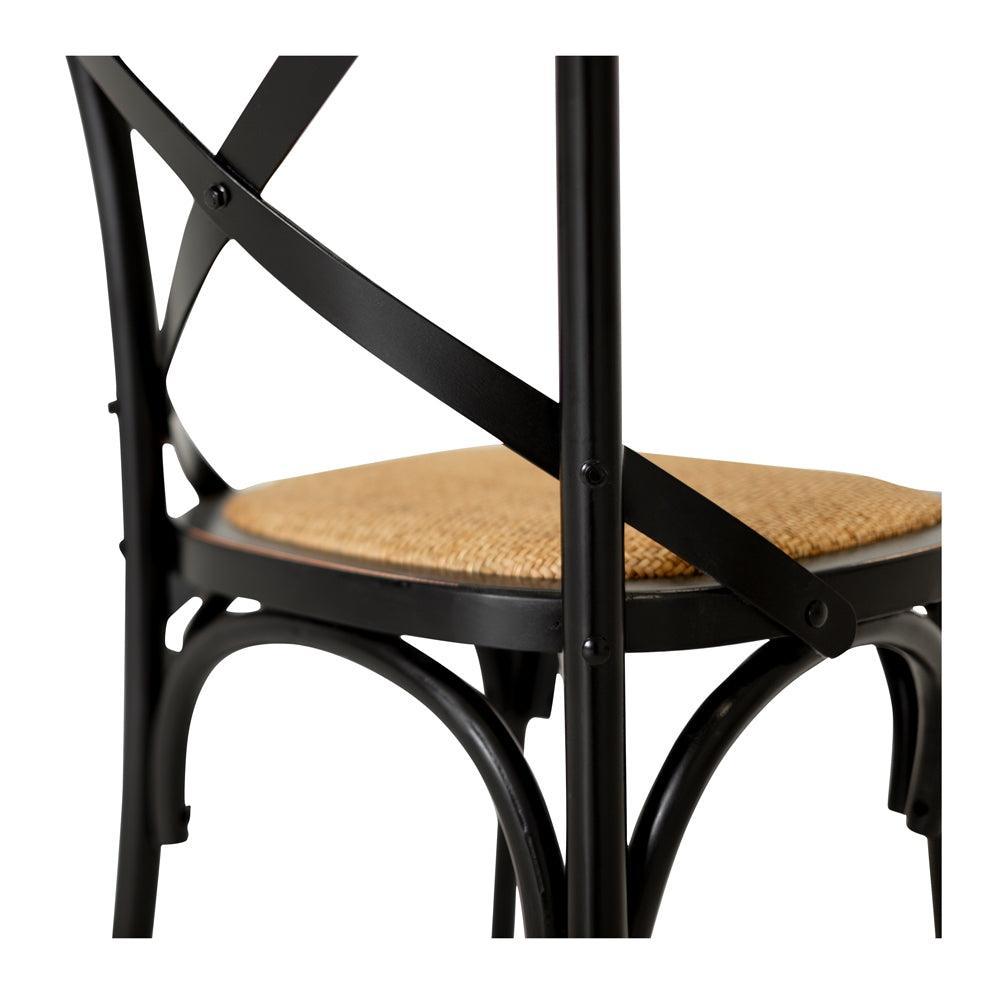 Villa X Back Dining Chair - Aged Black Rattan Seat - Humble & Grand Homestore