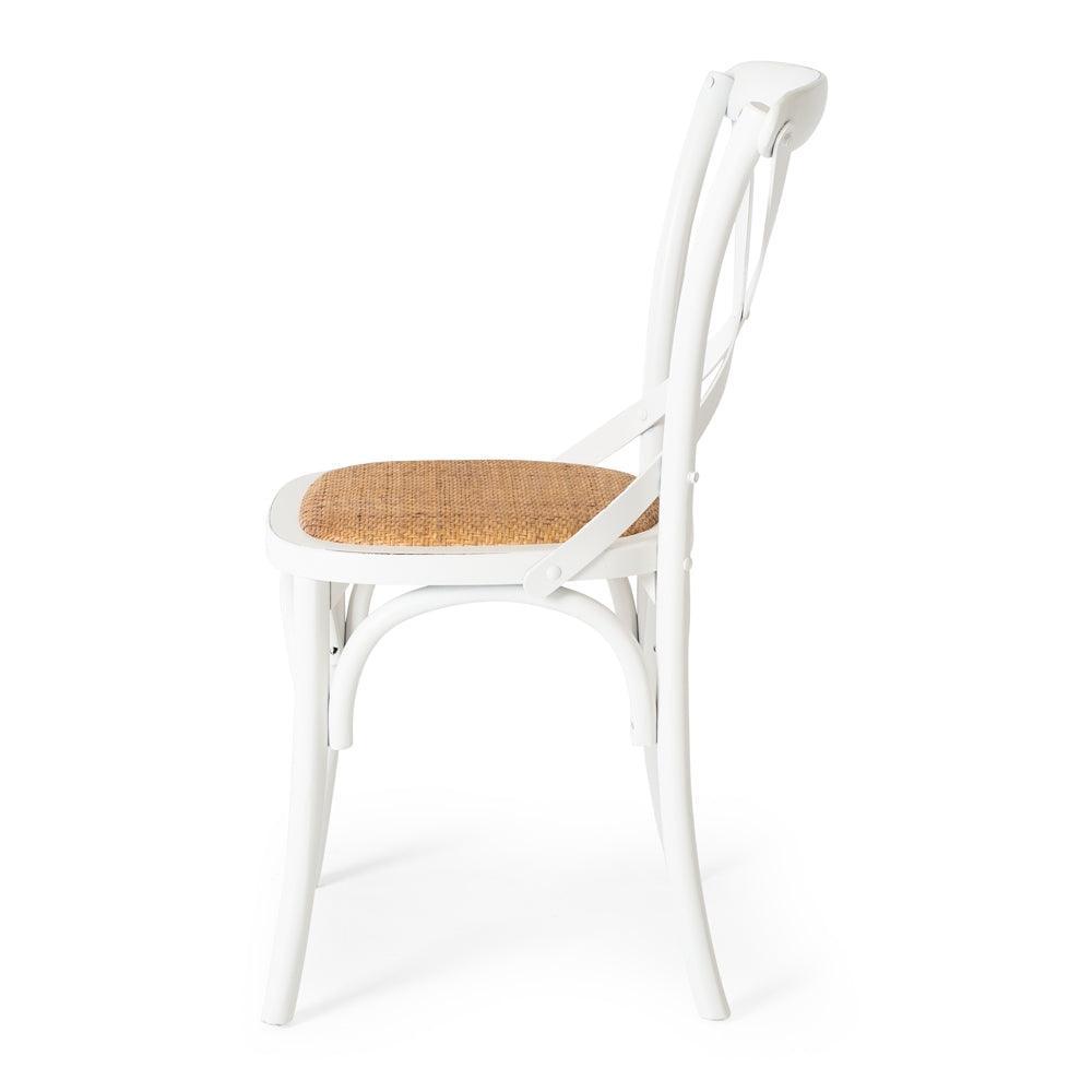 Villa X Back Dining Chair - Aged White Rattan Seat - Humble & Grand Homestore