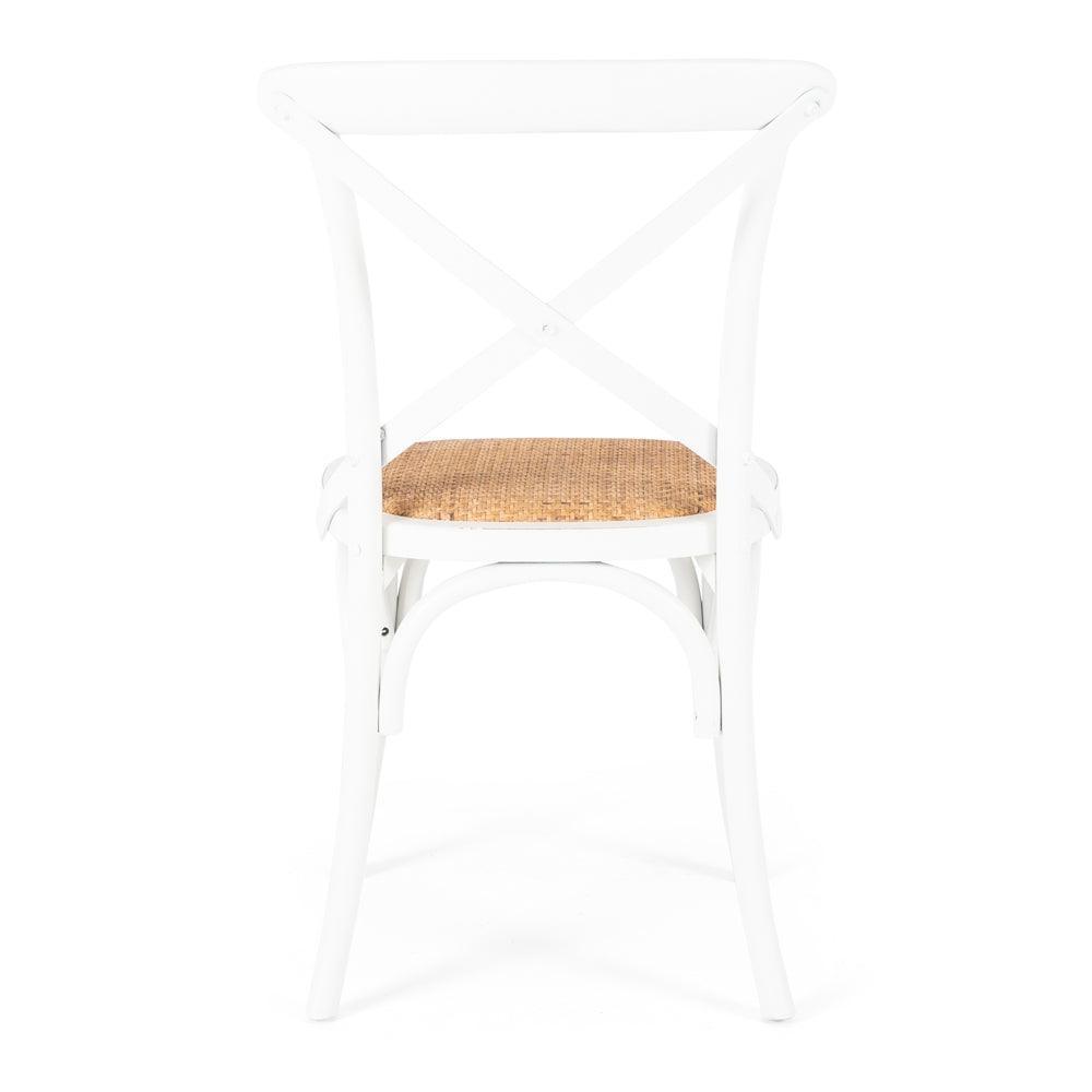 Villa X Back Dining Chair - Aged White Rattan Seat - Humble & Grand Homestore