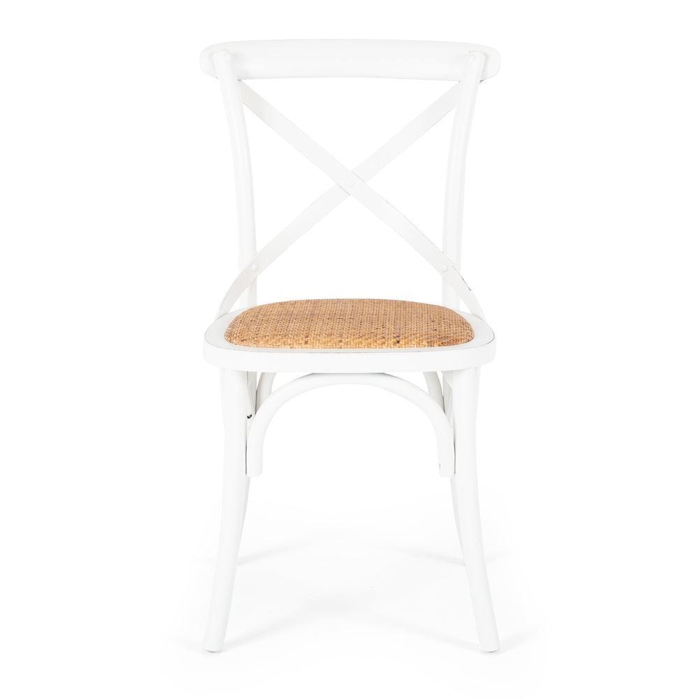 Villa X Back Dining Chair - Aged White Rattan Seat - Humble & Grand Homestore