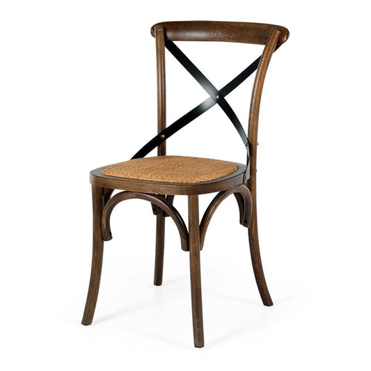 Villa X Back Dining Chair - Deep Oak Rattan Seat - Humble & Grand Homestore