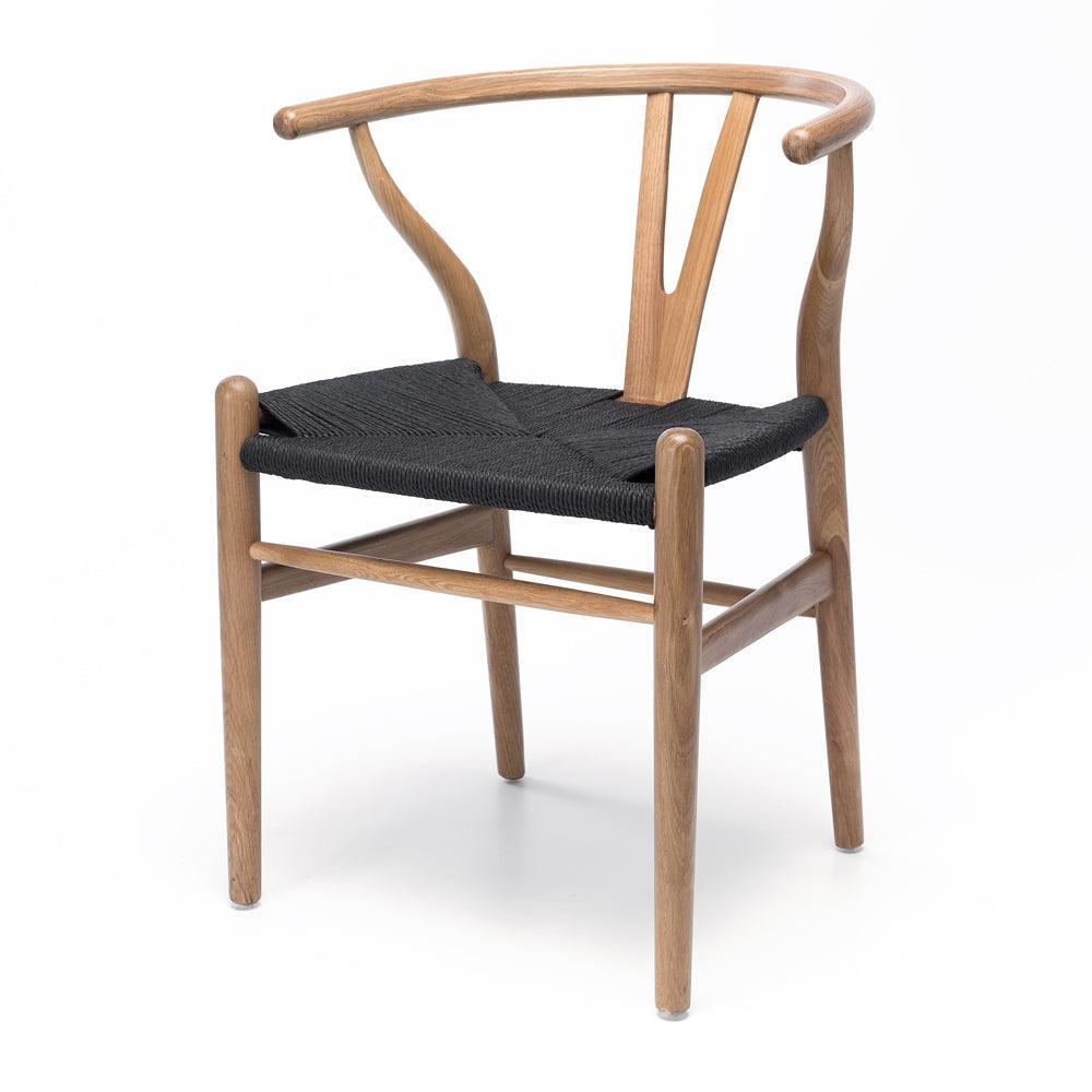 Wishbone Dining Chair - Black Rope Seat - Humble & Grand Homestore