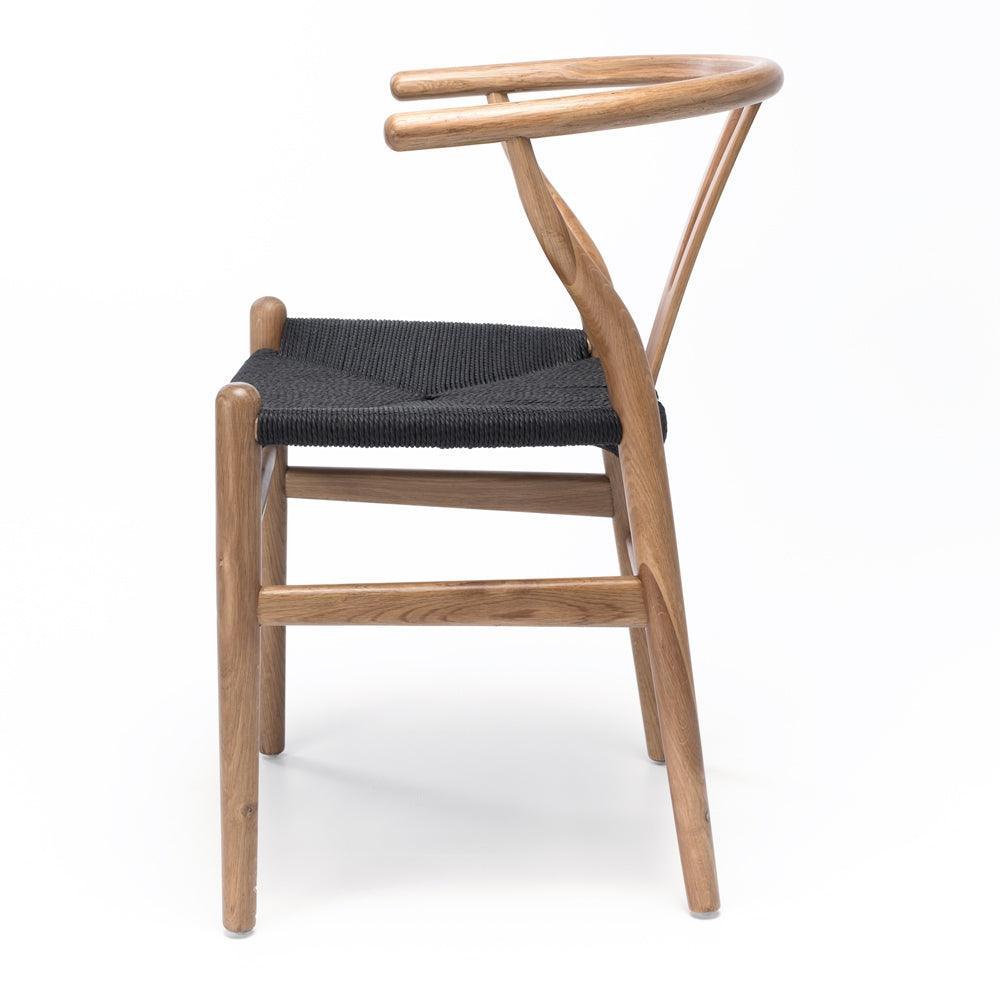 Wishbone Dining Chair - Black Rope Seat - Humble & Grand Homestore